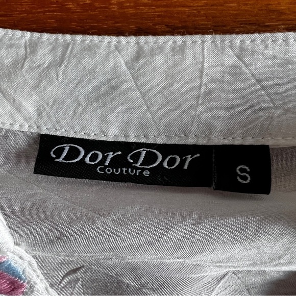Dor Dor Couture Boho Bamboo White Embroidered Tunic small - Picture 8 of 11